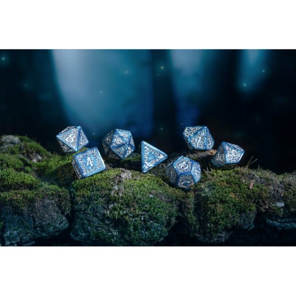 Elvish Cobalt & Silver Dice Set