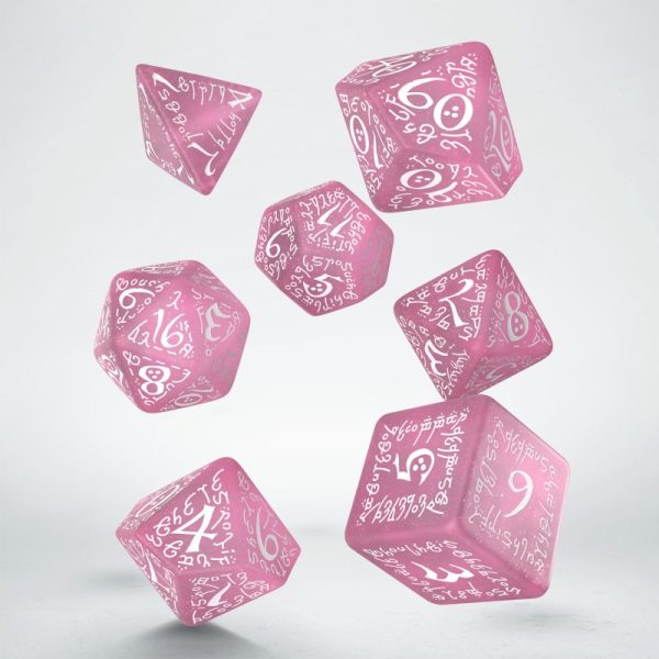 Elvish Shimmering pink & White Dice Set - Image 3