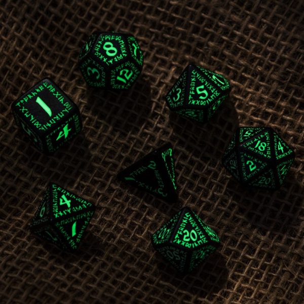 Runic Black & glow-in-the-dark Dice Set