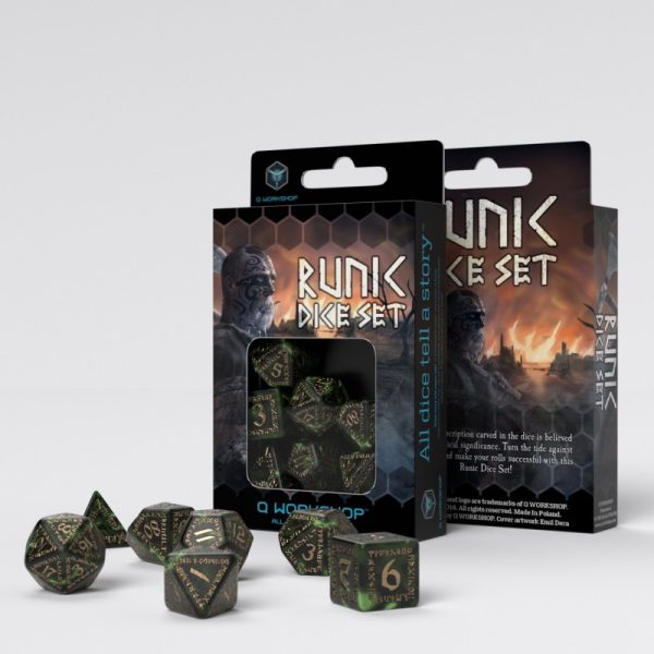 Runic Bottle-green & gold Dice Set - Image 3