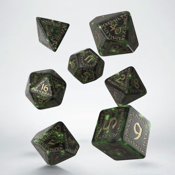 Runic Bottle-green & gold Dice Set