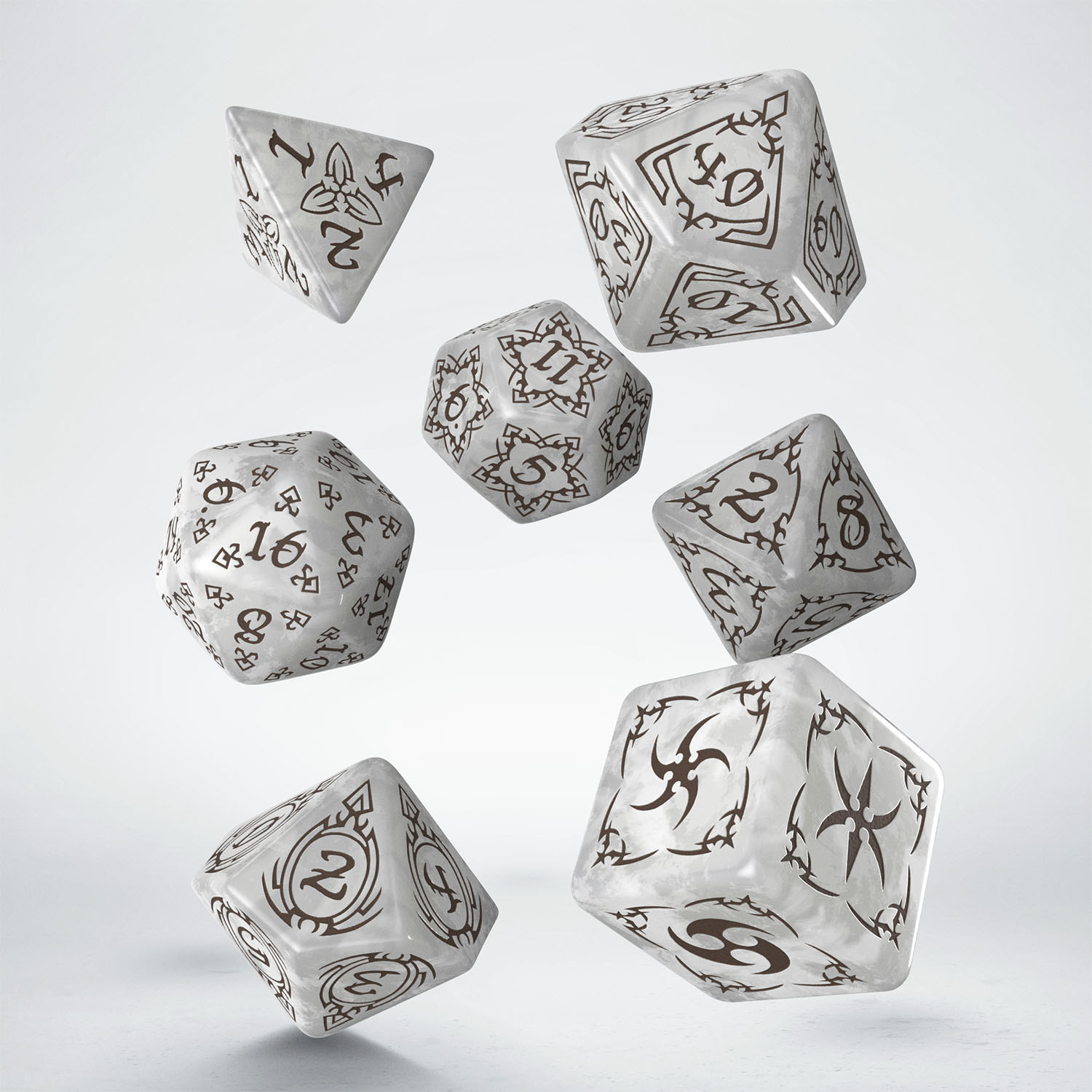 Tribal Dice Set: Pearl & Brown
