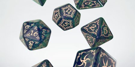 Tribal Dice Set: Blue-green & Beige