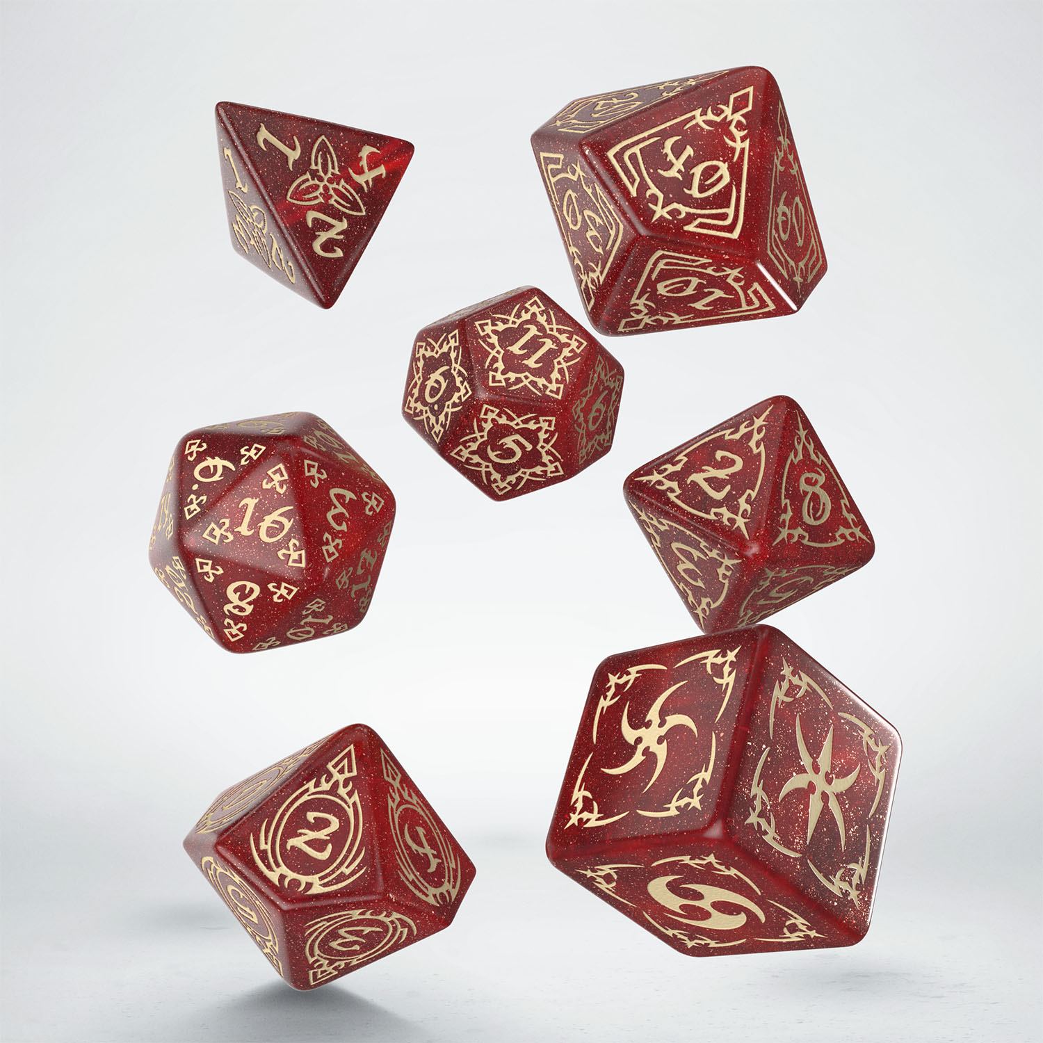 Tribal Dice Set: Shimmering red & Beige