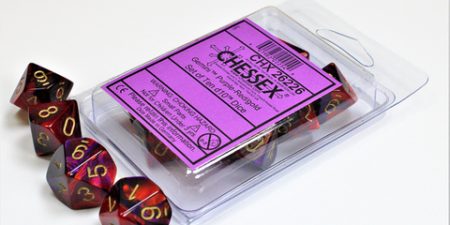 Gemini® Purple-Red/gold Set of Ten d10s