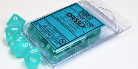 Frosted™ Teal/white Set of Ten d10s