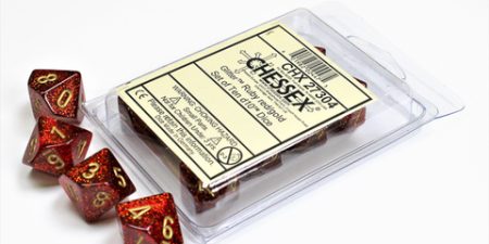 Glitter Ruby/gold Set of Ten d10s