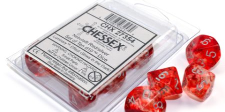 Nebula® Red/silver Luminary™ Set of Ten d10s