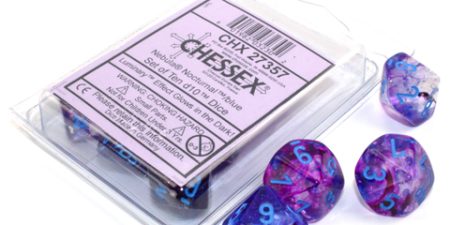 Nebula® Nocturnal™/blue Luminary™ Set of Ten d10s