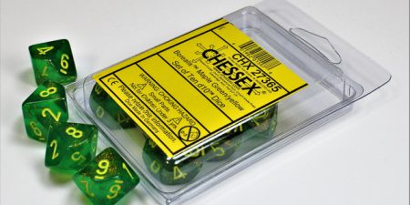 Borealis® Maple Green/yellow Set of Ten d10s