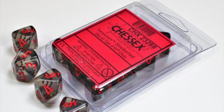 Translucent Smoke/red Set of Ten d10s