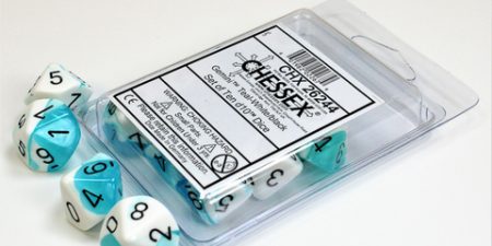 Gemini® Teal-White/black Set of Ten d10s